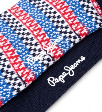 Pepe Jeans Pack 2 Pares de Calcetines Chunky Geo marino