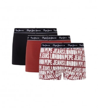 Pepe Jeans Confezione da 3 boxer rossi con logo all-over