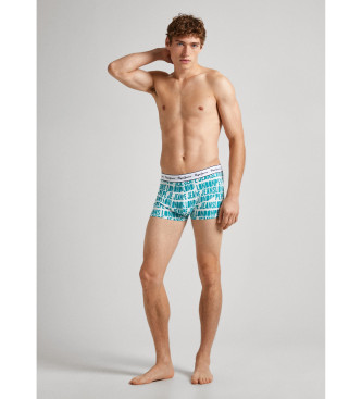 Pepe Jeans Pack 3 Boxers Logo blanc, turquoise