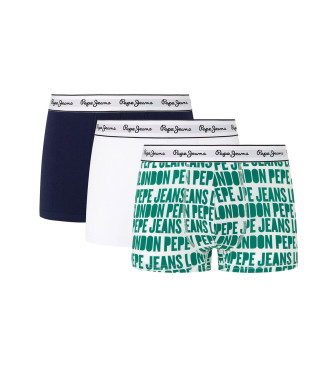 Pepe Jeans Pack 3 Boxers Logótipo verde, branco - Esdemarca Loja
