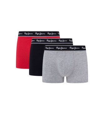 Pepe Jeans Pack 3 Boxers Vermelho slido, preto, cinzento