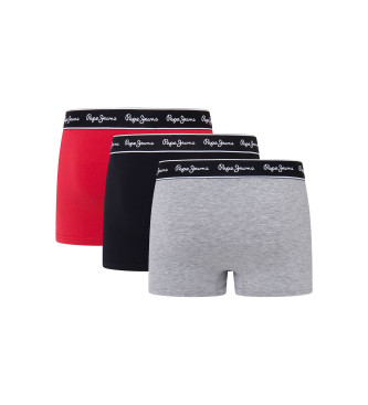 Pepe Jeans Pack 3 Bxers Solid rojo, negro, gris