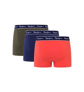 Pepe Jeans Confezione da 3 boxer tinta unita verde, blu scuro, rosso