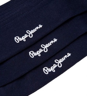 Pepe Jeans Set van 3 paar marineblauwe sokken met marine bies