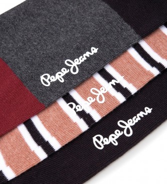 Pepe Jeans Conjunto de 3 pares de meias Colorblock Mix multicoloridas