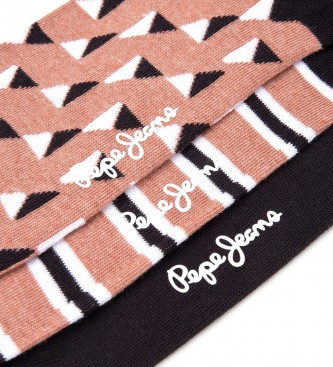 Pepe Jeans 3-Paar-Packung brauner Diamant-Socken