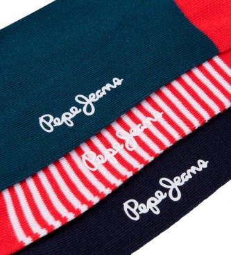 Pepe Jeans Zestaw 3 par czerwonych skarpet z logo