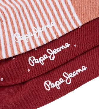 Pepe Jeans Lot de 3 paires de mini-chaussettes marron