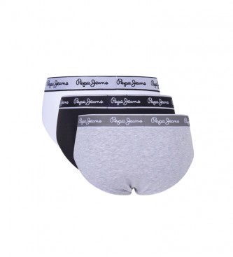 Pepe Jeans Cuecas de algodo 3-pack branco, preto, cinzento