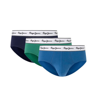 Pepe Jeans Paquet de 3 slips solides marine, vert, bleu