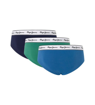 Pepe Jeans 3-pack effen slip marine, groen, blauw