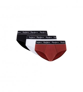 Pepe Jeans 3 unidades de cuecas slidas vermelho, branco e preto