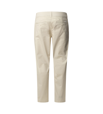 Pepe Jeans Witte ecru katoenen popeline chino broek