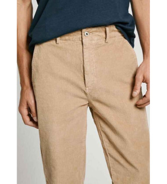 Pepe Jeans Schlanke beigefarbene Chino-Hose aus Kord