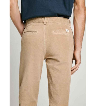 Pepe Jeans Schlanke beigefarbene Chino-Hose aus Kord