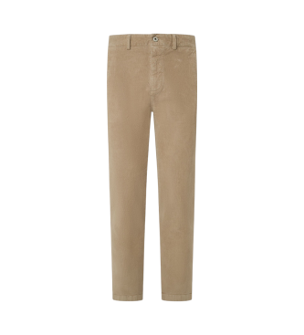 Pepe Jeans Pantaloni chino slim beige in velluto a coste