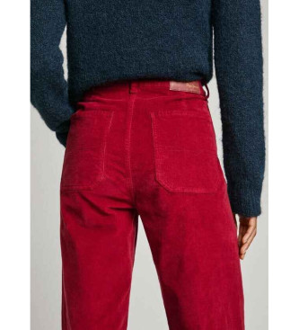 Pepe Jeans Pantaloni svasati in velluto a coste Celia dal taglio rosso