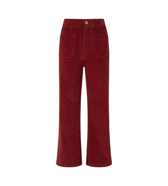 Pepe Jeans Corduroy fit flare broek Celia rood