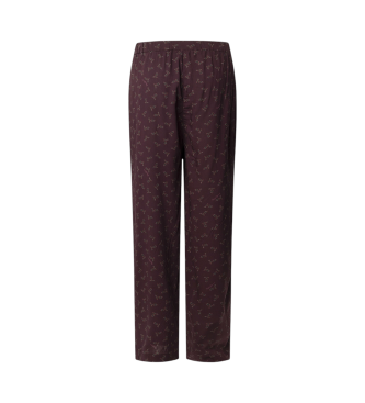 Pepe Jeans Pantalon droit en tissu fluide Brianda de couleur bordeaux