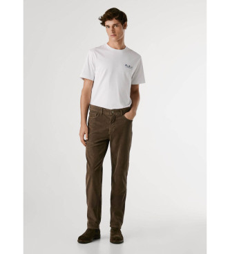 Pepe Jeans Pantalon slim  5 poches en velours ctel marron