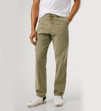 Pepe Jeans Spodnie Regular Chino Canvas zielone