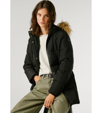 Pepe Jeans Dolga črna prešita jakna