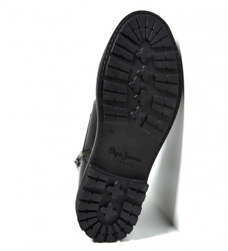 Pepe Jeans Botas de couro de couro de porteiro de tornozelo preto