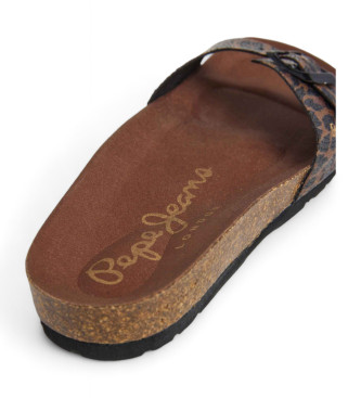 Pepe Jeans Bruine anatomische sandalen Oban Leopard