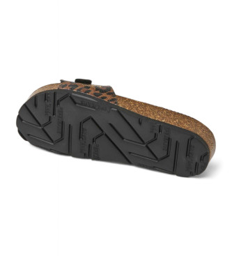 Pepe Jeans Braune anatomische Sandalen Oban Leopard