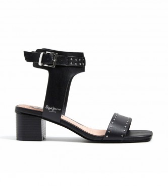 Pepe Jeans Romy Metal heeled sandals black - Height 5.5cm - - Sandals 