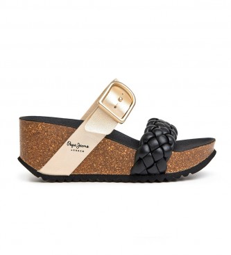 Pepe Courtney dobbelt kile sandaler sort - Esdemarca med fodtøj, mode og tilbehør bedste i sko og designersko