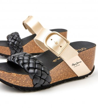 Pepe Jeans Courtney Double Wedge Sandals black