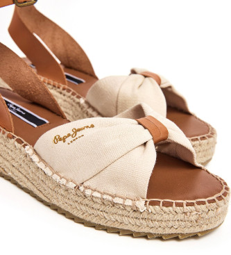 Pepe Jeans Sandali in pelle Kate One bianco sporco