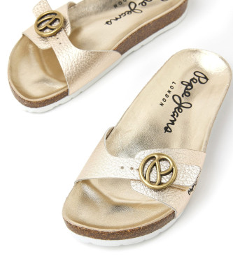 Pepe Jeans Zlate sandale s podpisom Oban