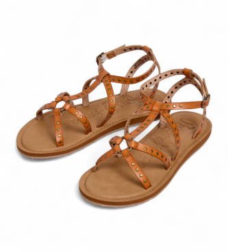 Pepe Jeans Brown Rio Studs Sandals