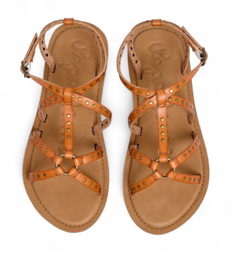 Pepe Jeans Brown Rio Studs Sandals