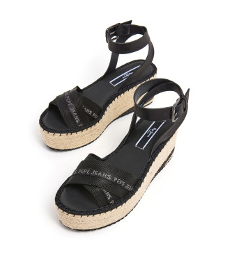 Pepe Jeans Witney sandali črne barve - višina platforme 7,3 cm