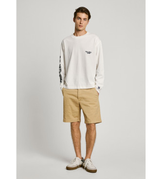 Pepe Jeans Beige stretch twill fabric chino shorts