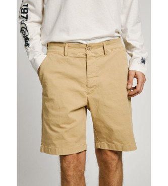 Pepe Jeans Beige stretch twill fabric chino shorts