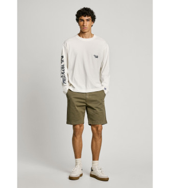 Pepe Jeans Green stretch twill fabric chino shorts