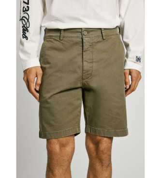 Pepe Jeans Green stretch twill fabric chino shorts