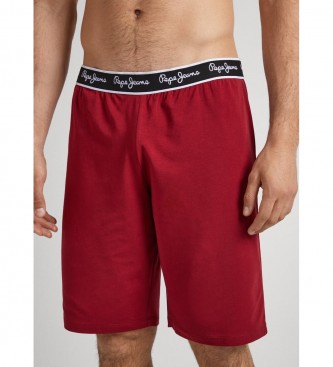 Pepe Jeans Spodenki od piżamy w jednolitym czerwonym kolorze