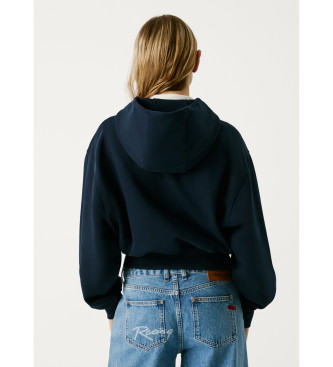 Pepe Jeans Sweatshirt med dragkedja och huva marinbl