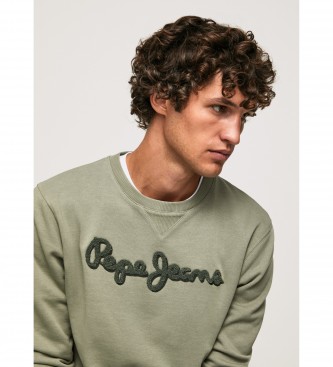 Pepe Jeans Grn sweatshirt med broderet logo med grnt broderet logo
