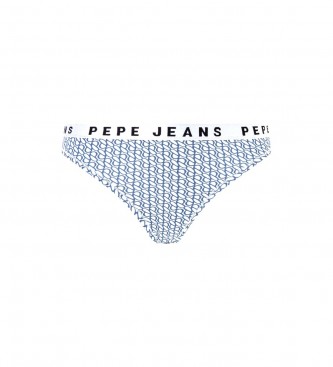 Pepe Jeans Stringi z logo wytłoczonym na całej powierzchni w kolorze niebieskim