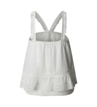 Pepe Jeans Top in voile di cotone bianco Ella