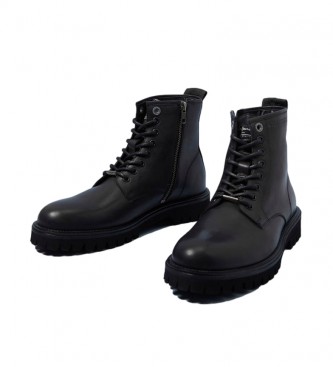 Pepe Jeans Camionista botas de couro para tornozelo preto
