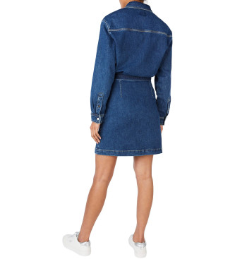 Pepe Jeans Dżinsowa krótka sukienka niebieska