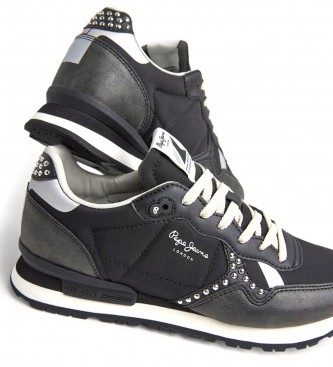 Pepe Jeans Brit Print Sid Sneakers črne barve