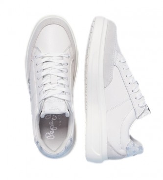 Pepe Jeans Chaussures en cuir blanc Abbey Willy 